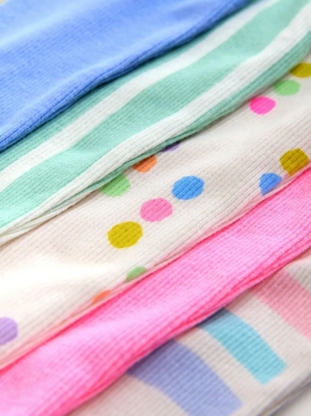 Next Pastel Rainbow Long Sleeve Rib Tops 5 Pack (3mths-7yrs)^ Baby Girls|Tops