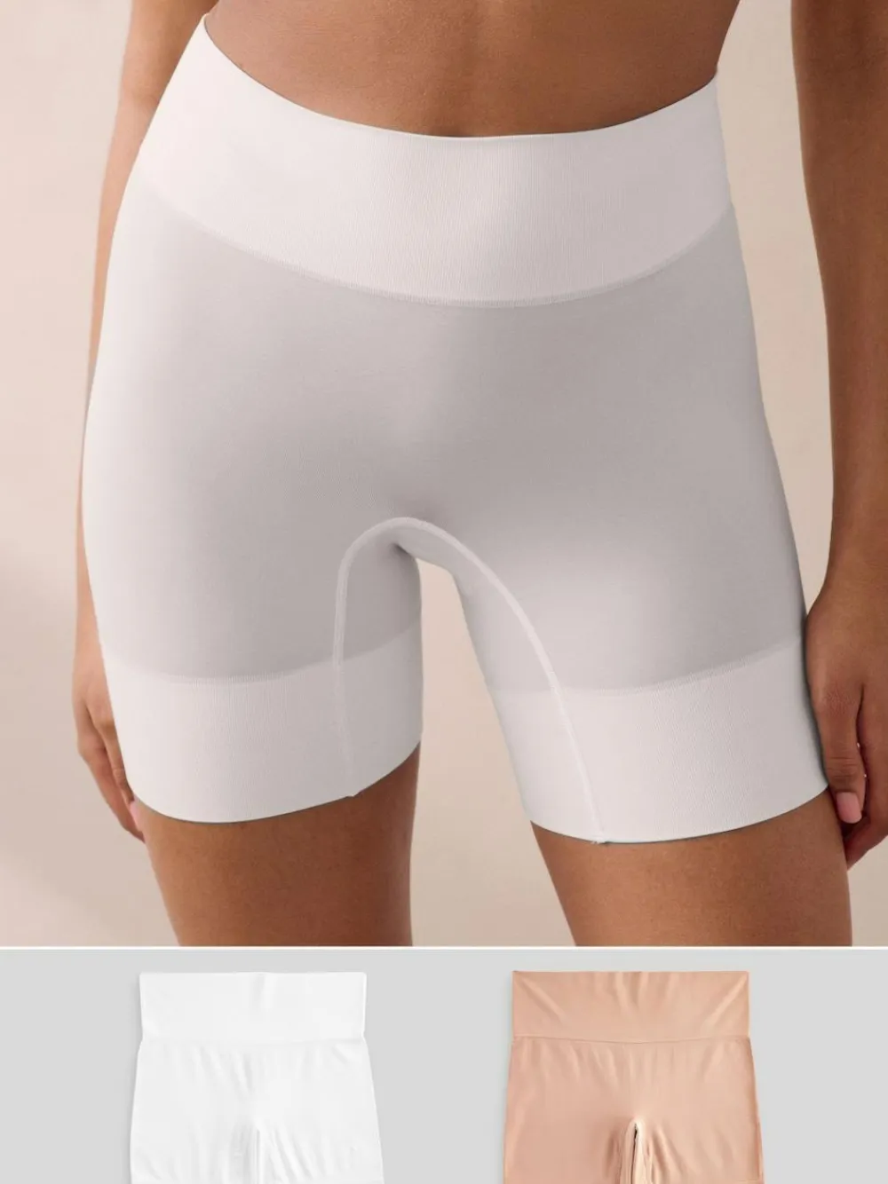 Best Next Seamless Smoothing Anti-Chafe Shorts 2 Pack Pastel Rose Nude / White