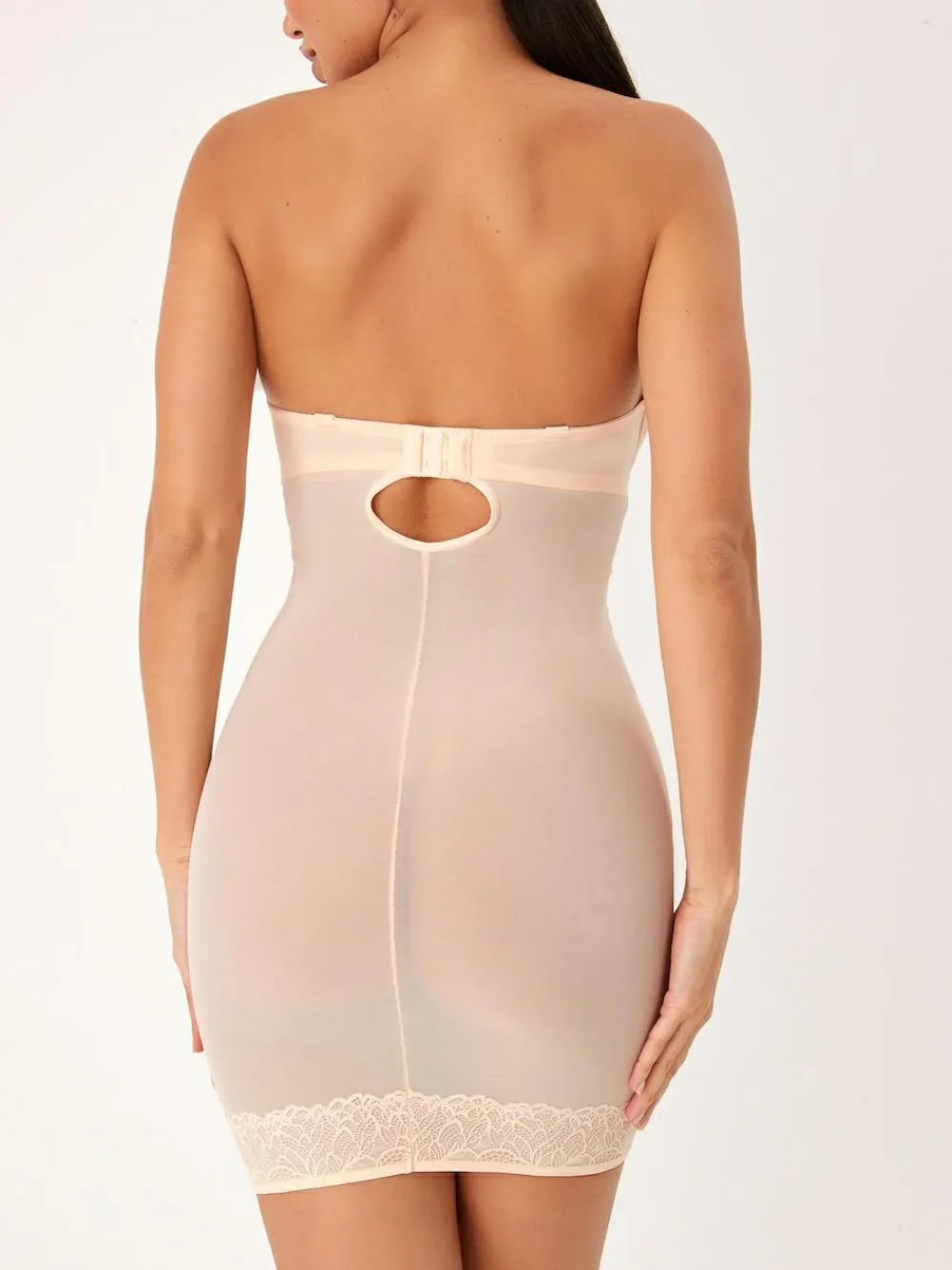 Next Pastel Rose Nude DD+ Firm Tummy Control Lightly Padded Lace Slip^Women Shapewear