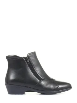 Best Pavers Black Ladies Wide Fit Leather Ankle Boots