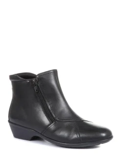 Best Pavers Black Ladies Wide Fit Leather Ankle Boots