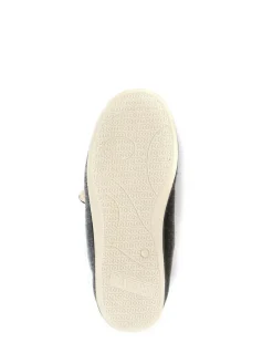 Hot Pavers Wide Fit Ladies Touch Fasten Full Slippers With Permalose Sole Grey