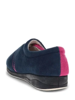 Pavers Wide Fit Ladies Touch Fasten Full Slippers With Permalose Sole^Women Slippers