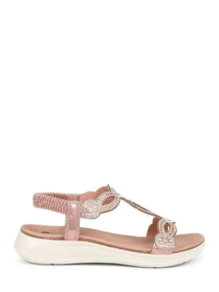 Pavers Grey Embellished Flatform Sandals^Women Flats