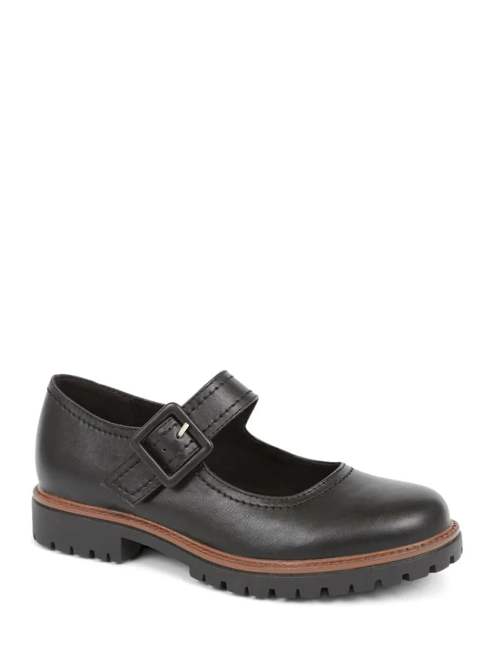 Pavers Mary Jane Buckle Shoes with Chunky Sole^Women Flats