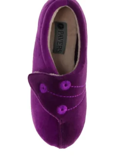 Pavers Wide Fit Ladies Touch Fasten Full Slippers With Permalose Sole^Women Slippers