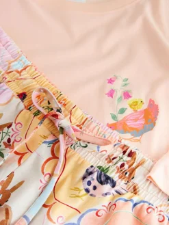 Next Peach Pink Hen Jersey Short Sleeve Pyjamas^Women Pyjamas|All Night & Lounge