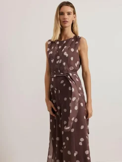 Hot Phase Eight Brown Maxine Spot Chiffon Jumpsuit