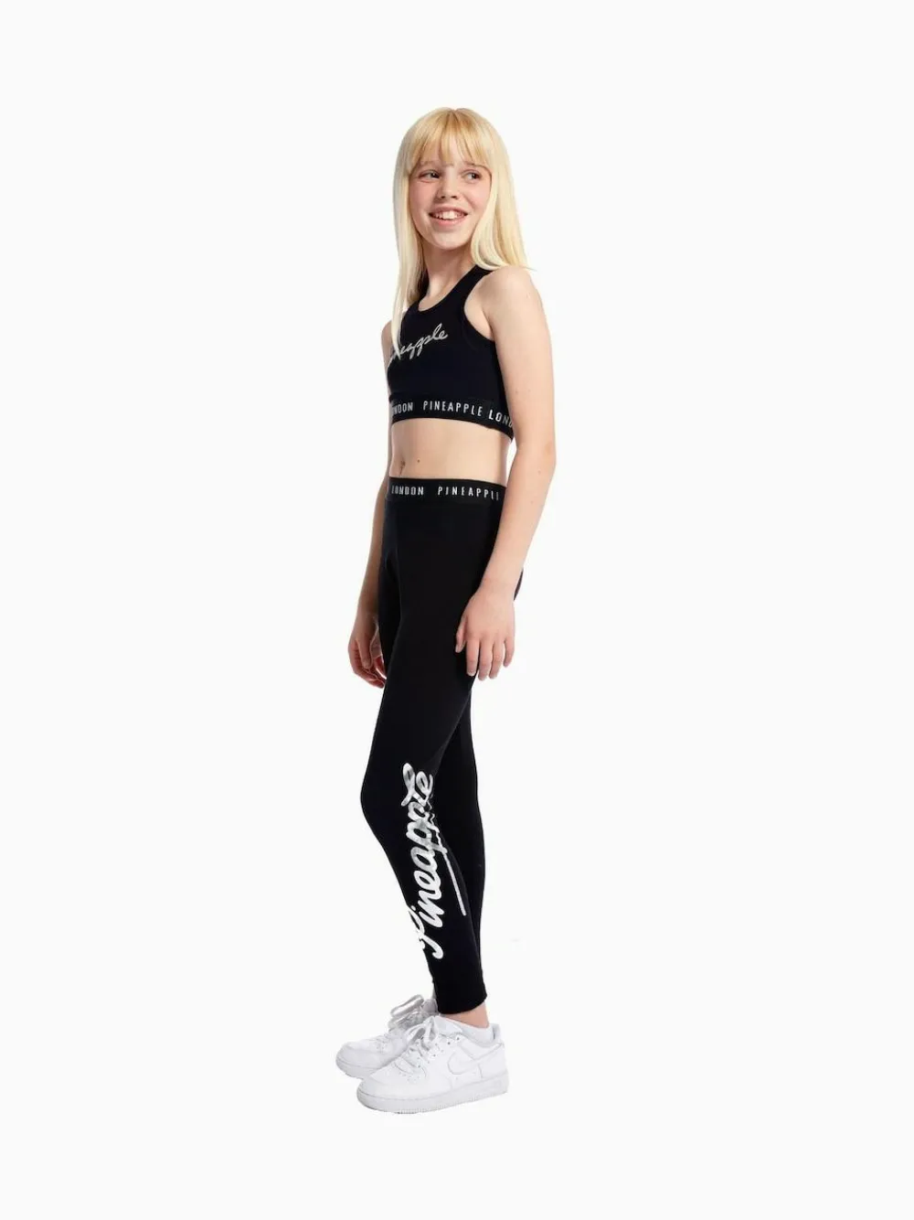 Sale Pineapple Black Script Crop Top