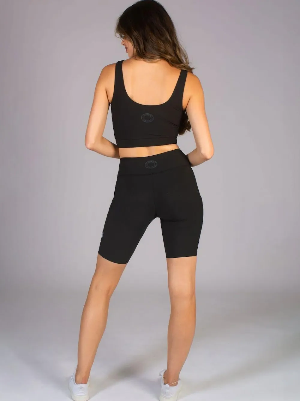 Clearance Pineapple Black Womens Rib Cycling Shorts with Pocket