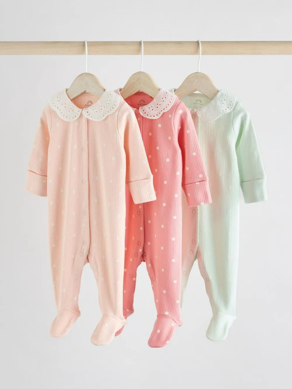 Next Pink 3 Pack Baby Sleepsuits (0-2yrs)^ Nightwear