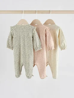 Best Next Pink 3 Pack Baby Sleepsuits with Matching Turbans (0mths-2yrs)