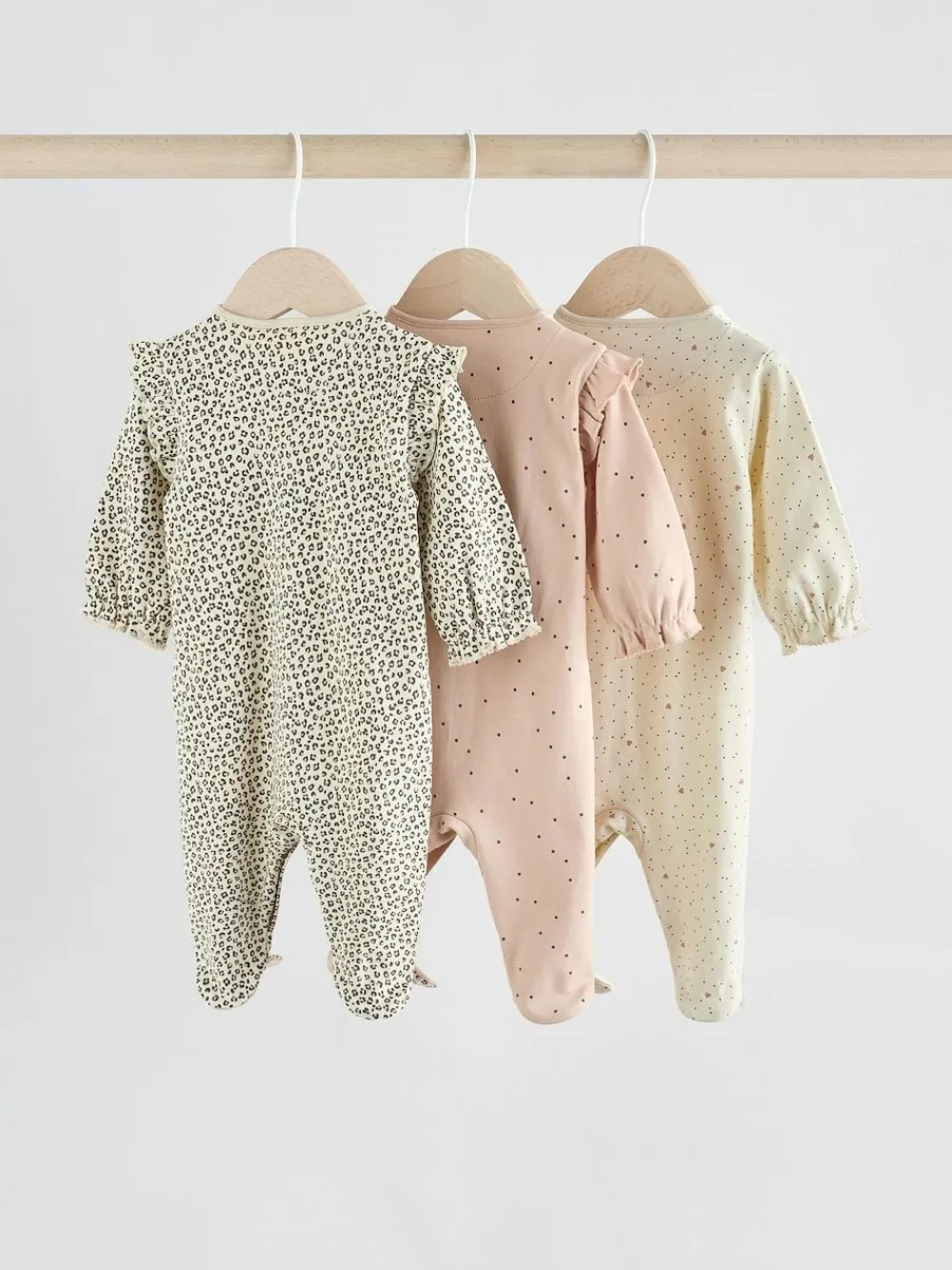 Best Next Pink 3 Pack Baby Sleepsuits with Matching Turbans (0mths-2yrs)