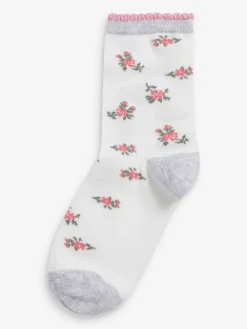 Next Pink 7 Pack Cotton Rich Pretty Ankle Socks^ Socks & Tights|Socks & Tights