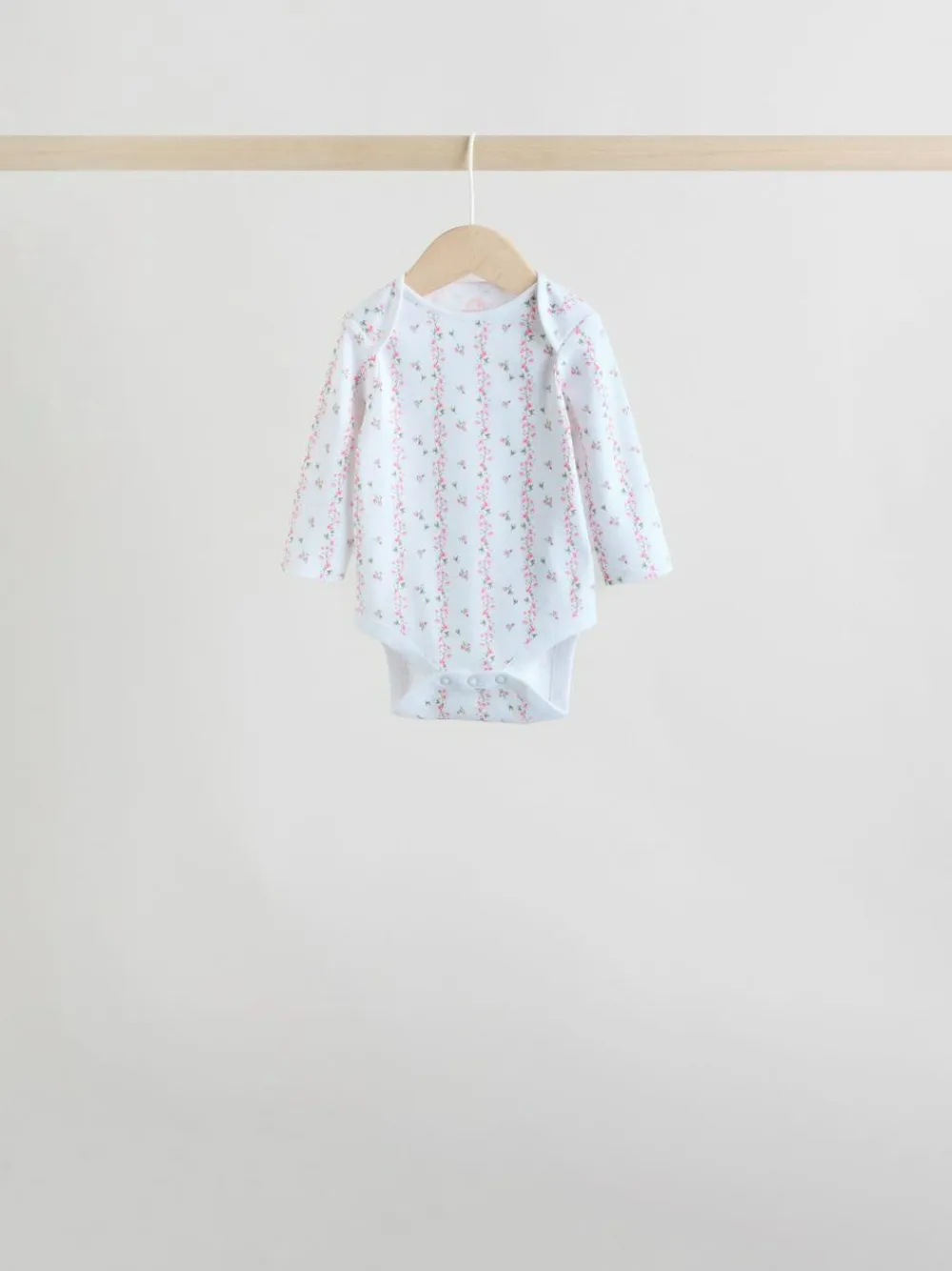 Online Next Pink 5 Pack Long Sleeve Baby Bodysuit