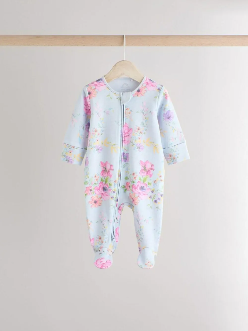Hot Next Pink 3 Pack Two Way Zip Baby Sleepsuits (0mths-2yrs)