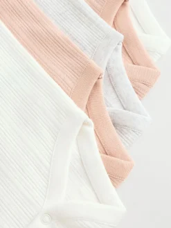 Online Next 5 Pack Vest Pointelle Baby Bodysuits Pink