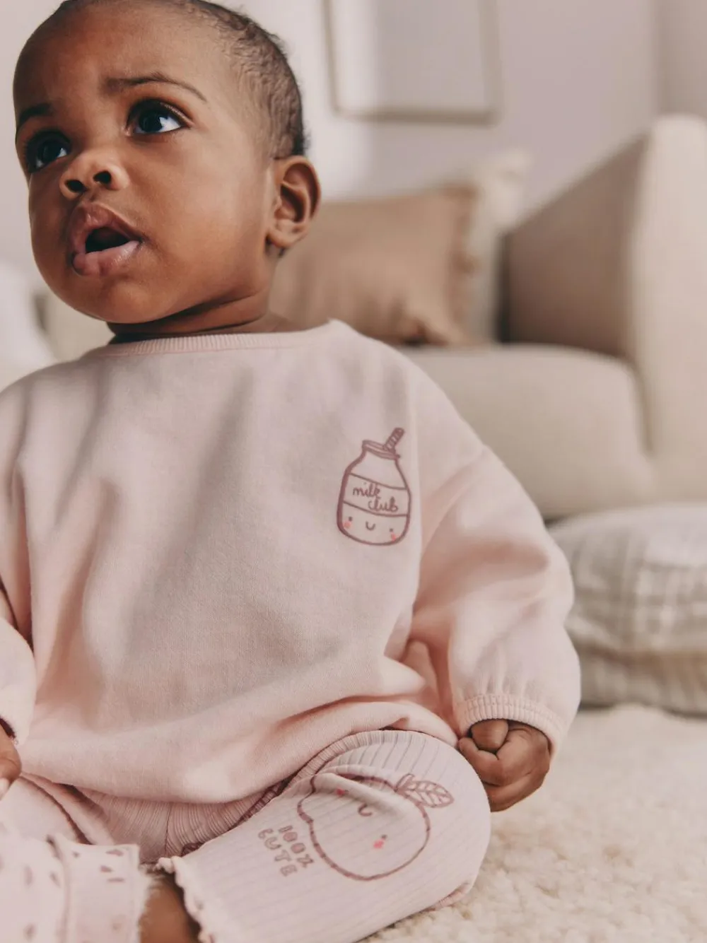 New Next Baby Sweatshirt and Leggings 2 Piece Set (0mths-2yrs) Pink