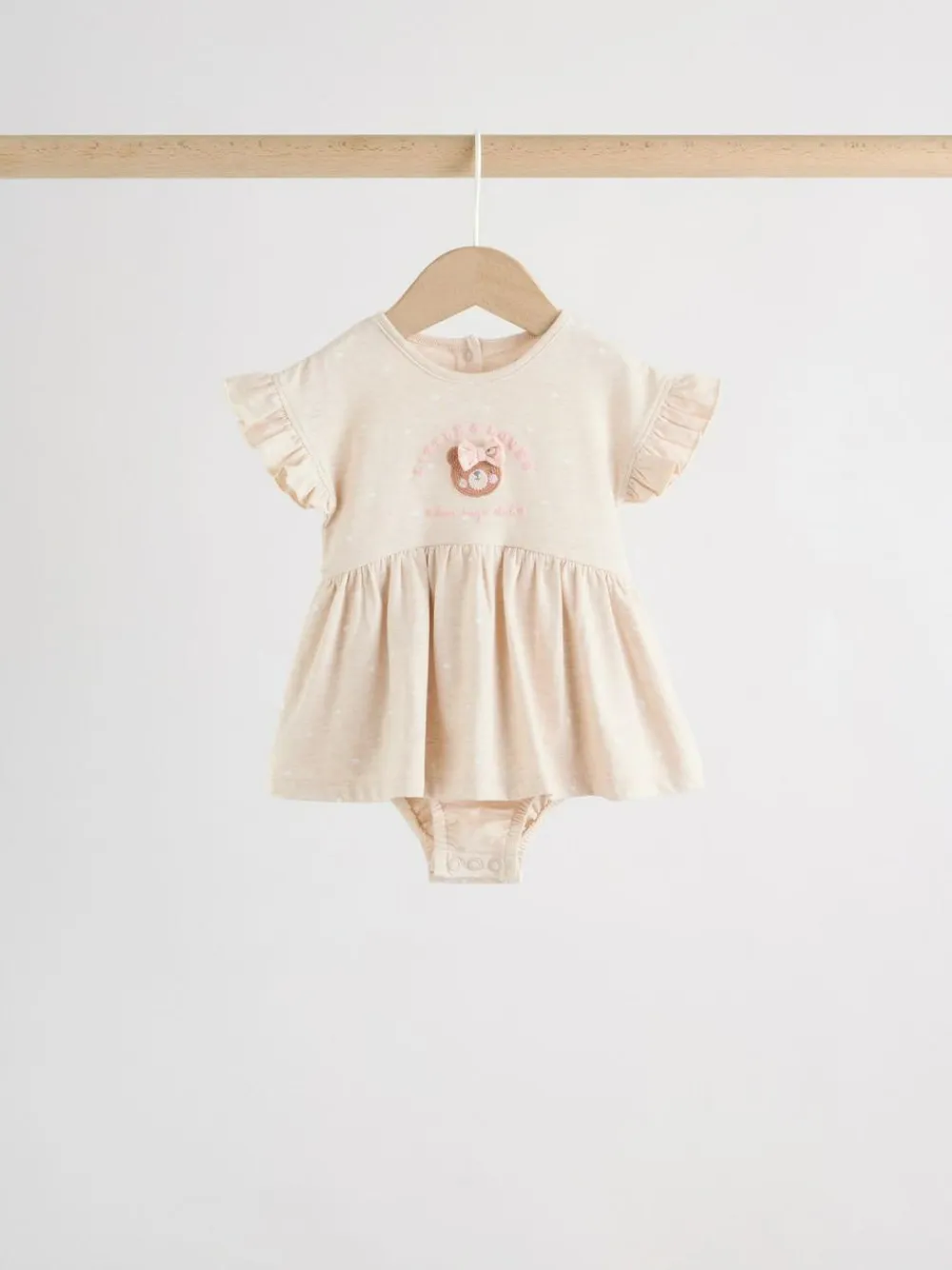 Next Pink Bear Embroidered Jersey Baby Rompers 3 Pack^ Sets & Coords|Rompers & Overalls