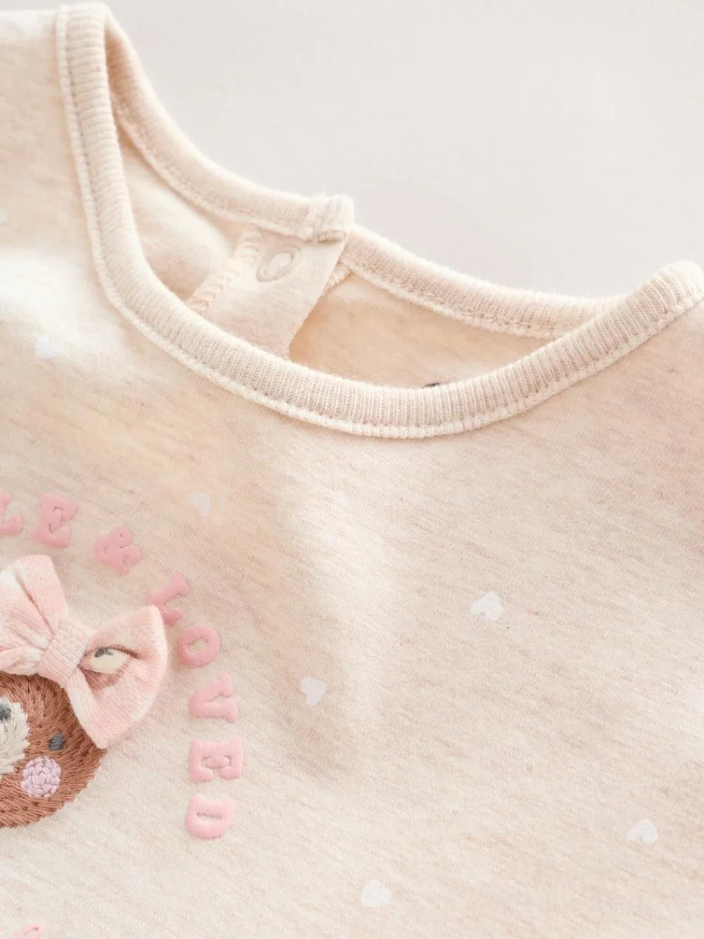 Next Pink Bear Embroidered Jersey Baby Rompers 3 Pack^ Sets & Coords|Rompers & Overalls