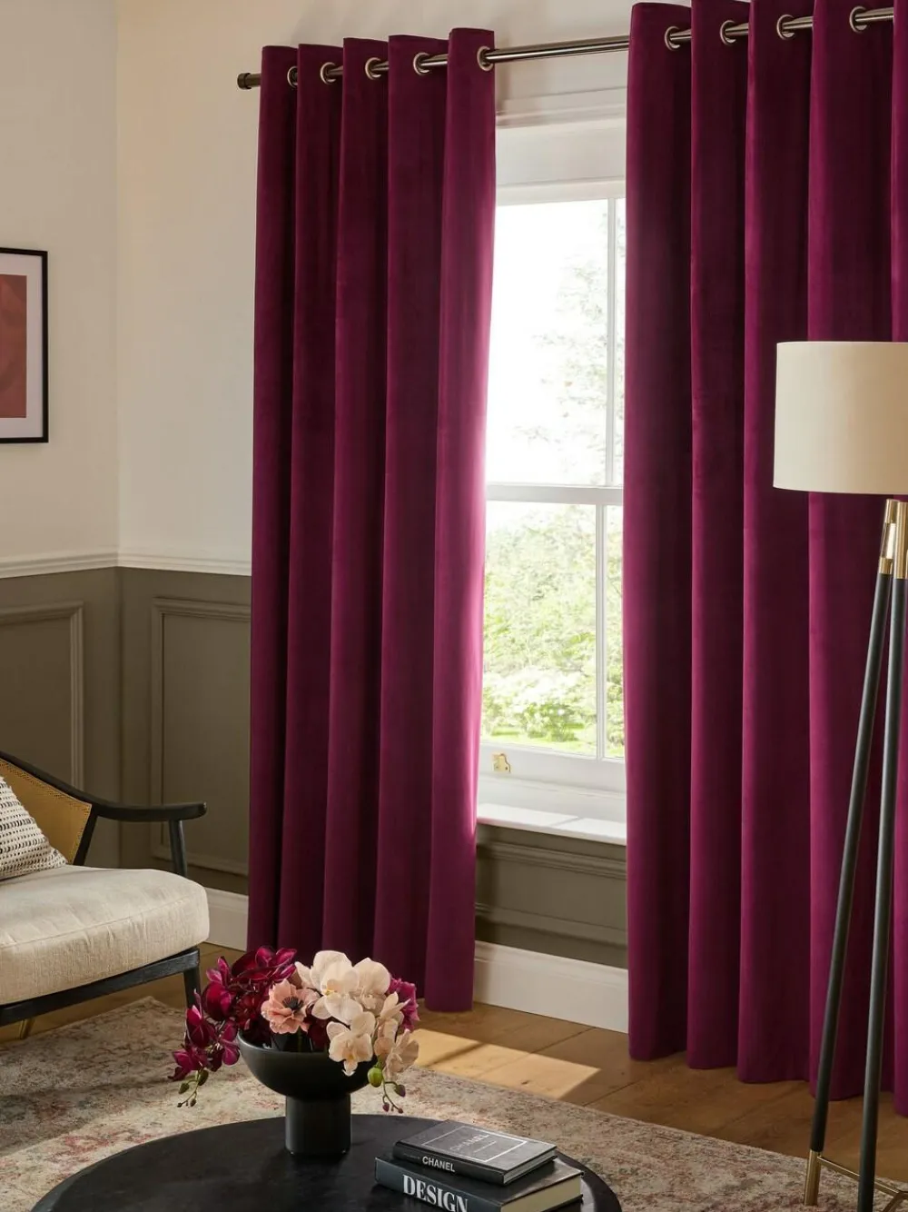 Discount Next Pink Berry Matte Velvet Blackout/Thermal Curtains