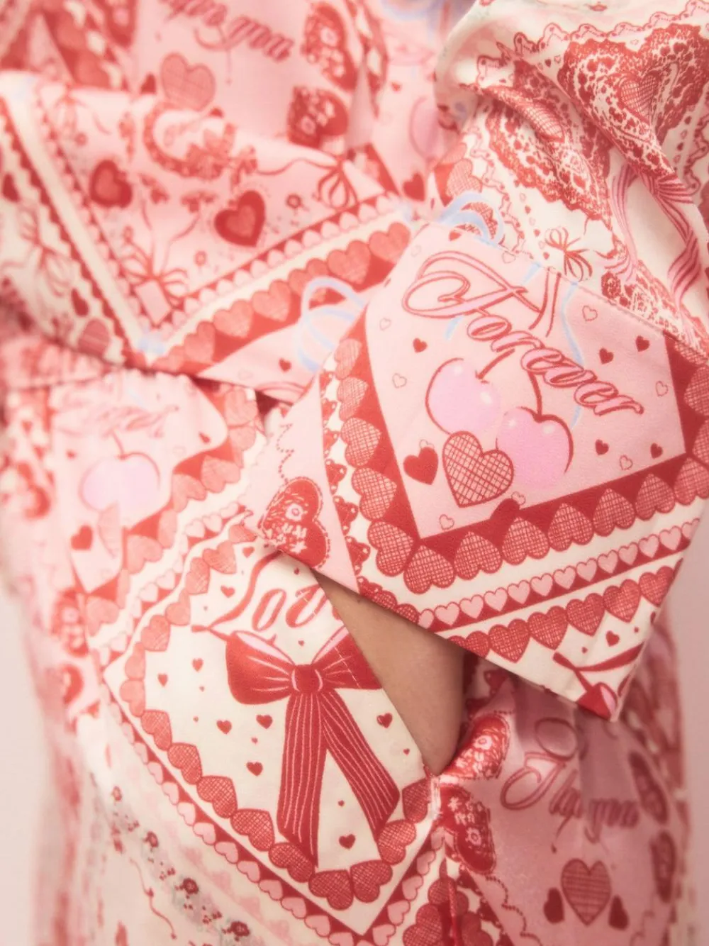 Next Pink Bows Satin Button Through Pyjamas^Women Nightwear|Pyjamas