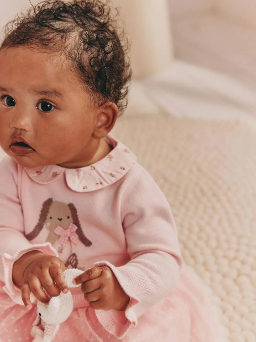 Discount Next Pink Bunny Baby Knitted Twofer Dress (0mths-2yrs)