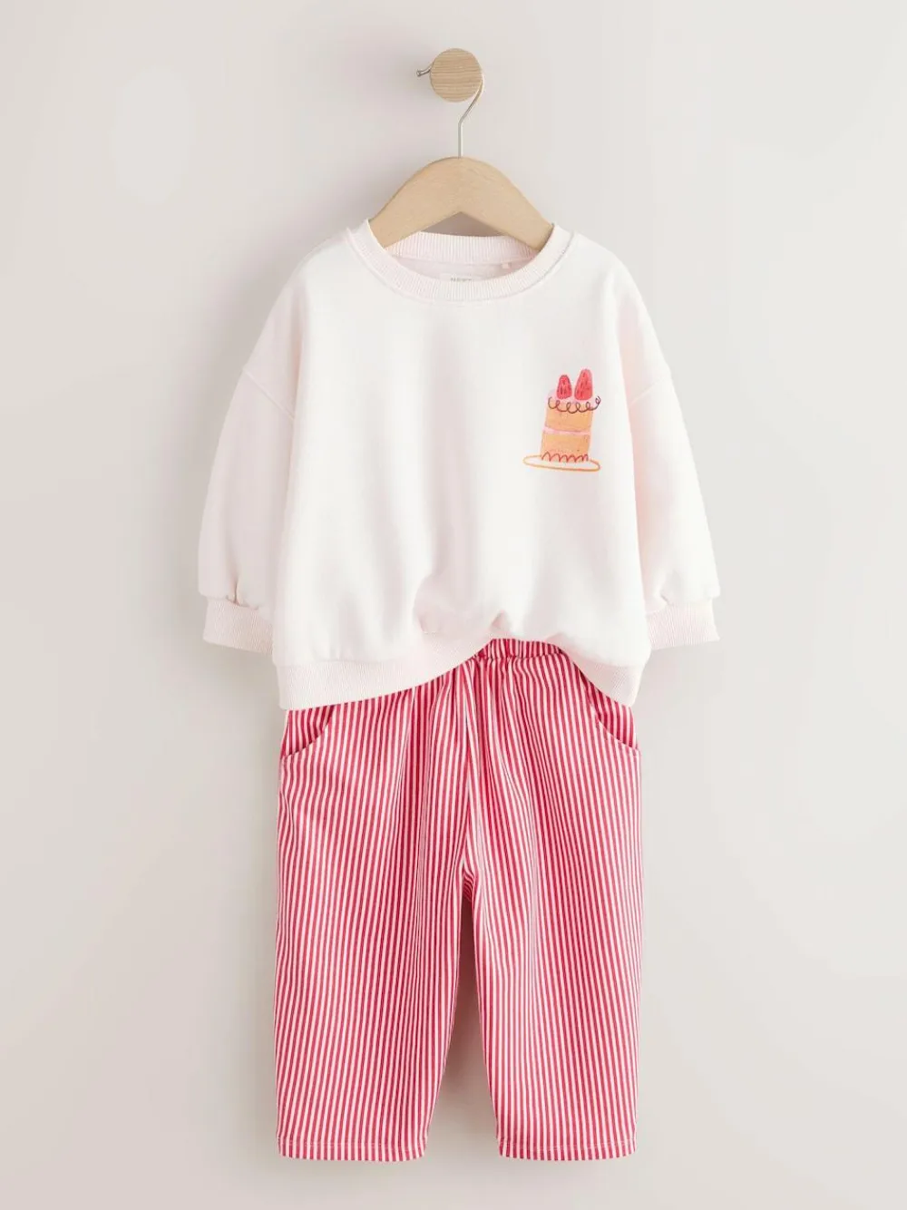Next Pink Cake Sweatshirt and Barrel Leg Joggers Set (3mths-7yrs)^ Sweatshirts & Hoodies|Sweatshirts & Hoodies
