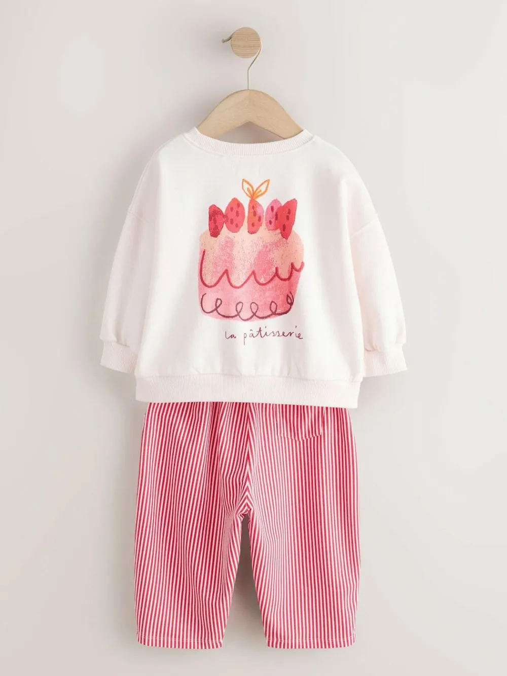 Next Pink Cake Sweatshirt and Barrel Leg Joggers Set (3mths-7yrs)^ Sweatshirts & Hoodies|Sweatshirts & Hoodies