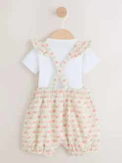 Next Pink Check Baby Dungarees and Bodysuits Set 2 Piece (0mths-2yrs)^ Rompers & Overalls