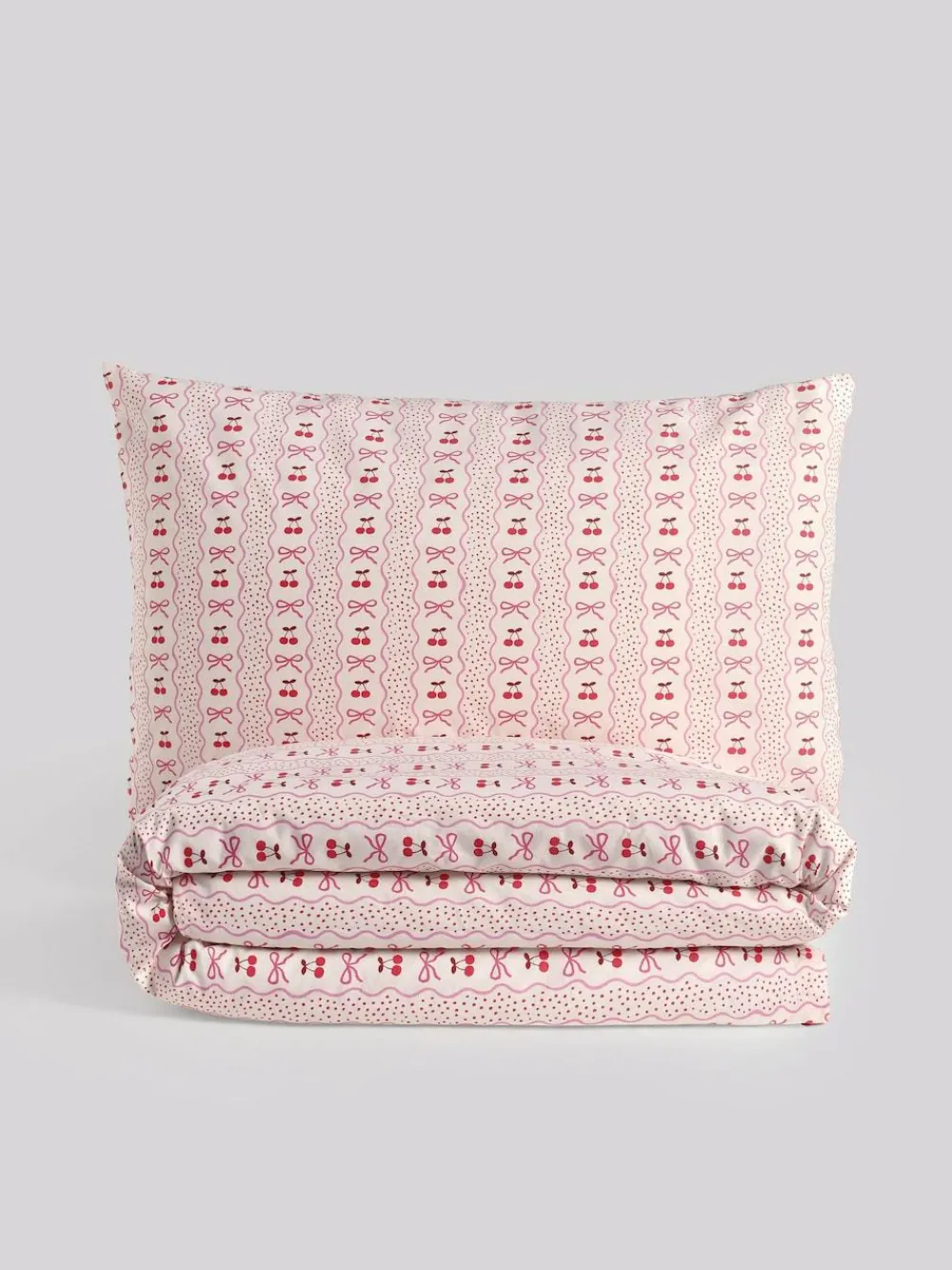 Next Pink Cherry Bow Duvet Cover and Pillowcase Set