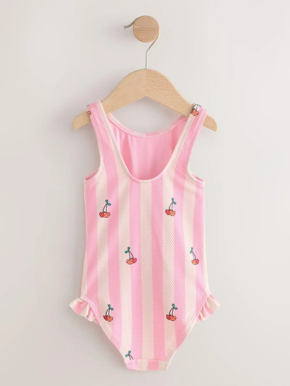 Best Next Frill Leg Swimsuit (3mths-7yrs) Pink Cherry Stripe