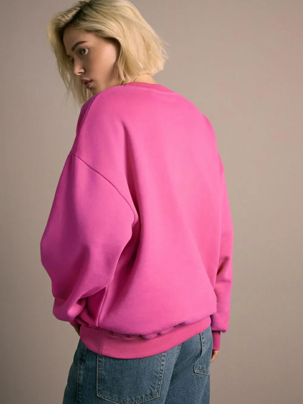 New Next Cotton Rich Fruit Art Graphic Longsleeve Crewneck Sweatshirt Pink