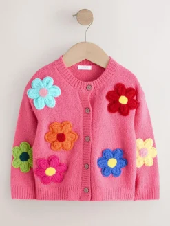 Next Pink 3D Flower Cardigan (3mths-7yrs)^ Knitwear|Knitwear