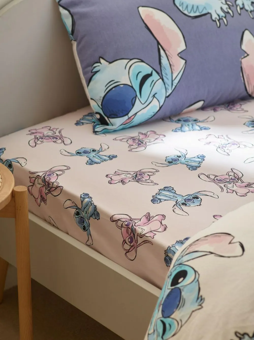Next Pink Disney Lilo & Stitch 100% Cotton Fitted Sheet^ Bedsheets & Pillow Cases