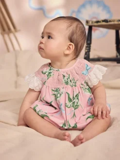 Next 100% Cotton Printed Baby Broderie Romper^ Rompers & Overalls