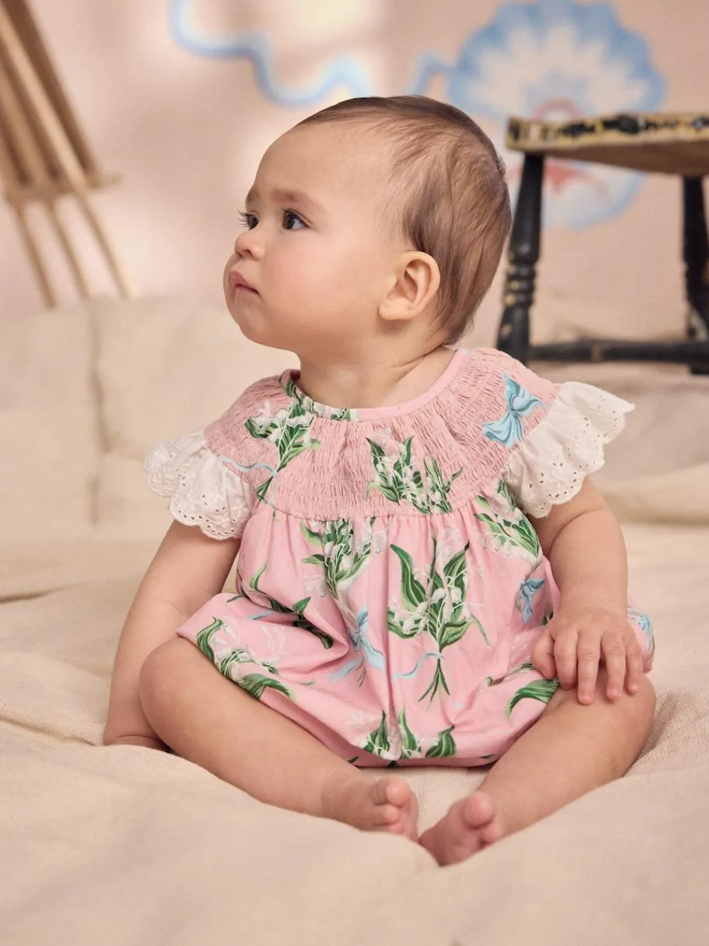 Next 100% Cotton Printed Baby Broderie Romper^ Rompers & Overalls