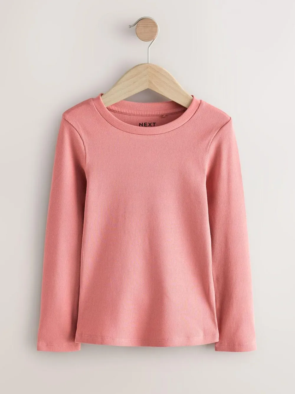 Next Pink Floral Print Long Sleeve Ribbed T-Shirts 4 Pack (3-16yrs)^ Nightwear|Tops