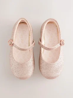 Next Pink Glitter Wide Fit (G) Flower Girl Occasion Mary Jane Shoes