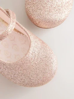 Next Pink Glitter Wide Fit (G) Flower Girl Occasion Mary Jane Shoes