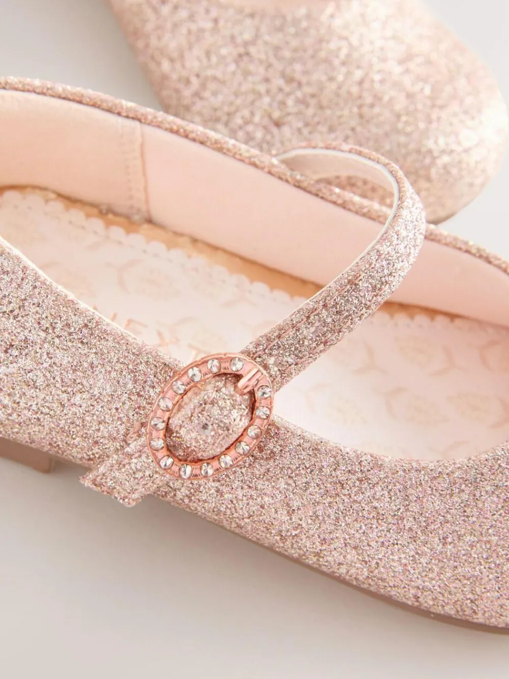Next Pink Glitter Wide Fit (G) Flower Girl Occasion Mary Jane Shoes