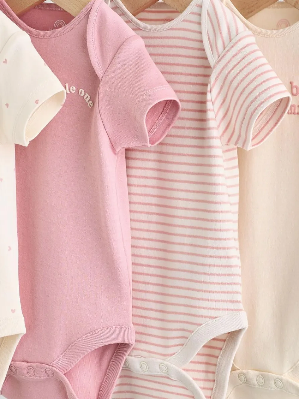 Next Pink Heart Baby Short Sleeve Bodysuits 5 Pack^ Baby Girls|Baby Girls