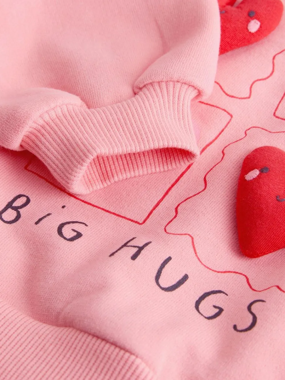 Next Pink Heart Sweatshirt & Wide Leg Trousers Set (3mths-7yrs)^ Baby Girls|Sweatshirts & Hoodies