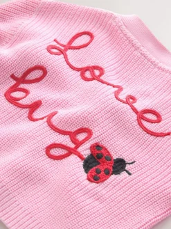 Clearance Next Pink Love Bug Cardigan (3mths-7yrs)