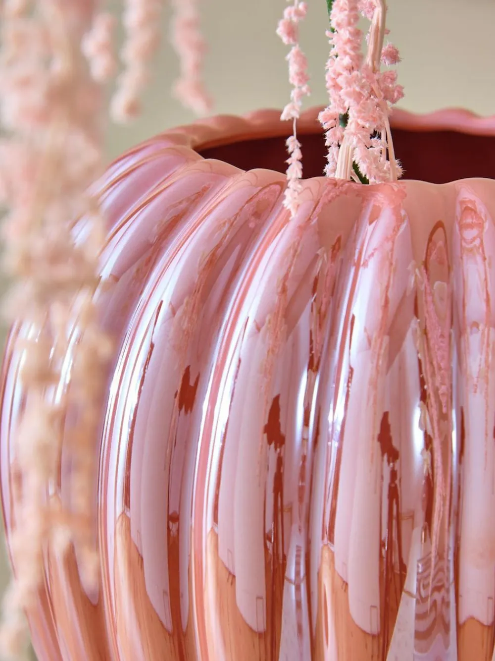 New Next Pink Lustre Ribbed Vase
