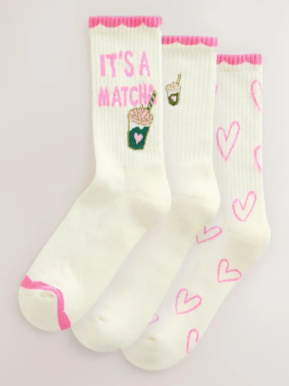 Next Pink Matcha Cushion Sole Sports Ankle Socks 3 Pack^Women Socks & Tights|Sportswear