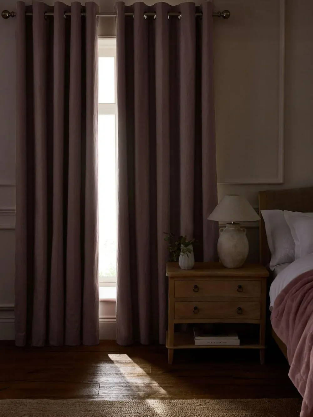 Sale Next Pink Mauve Blackout/Thermal Cotton Eyelet Curtains
