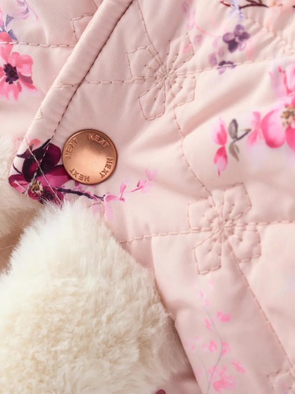 Discount Next Pink Puffer Floral Baby Coat (0mths-2yrs)