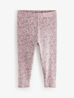 Online Next Ribbed Leggings 5 Pack (3mths-7yrs) Pink