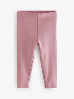 Online Next Ribbed Leggings 5 Pack (3mths-7yrs) Pink
